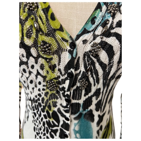 Alberto Makali Colorful Animal Print Cardigan Sweater - Picture 8 of 10
